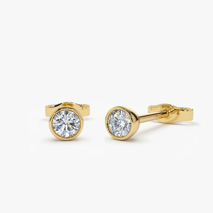 Bezel Setting Round Diamond Studs