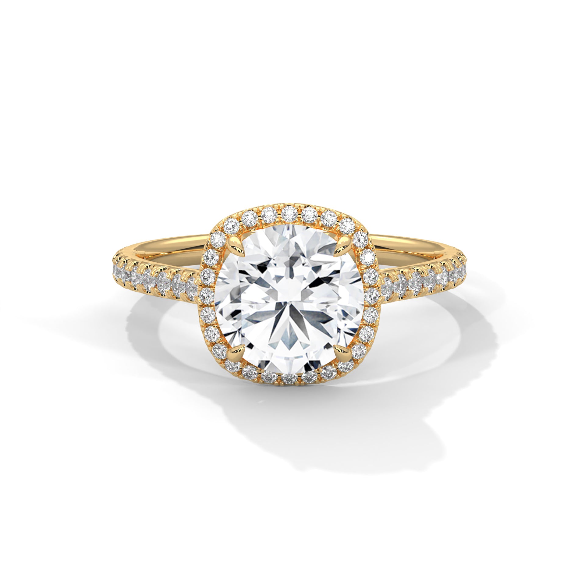 Cushion Halo Solitaire Ring