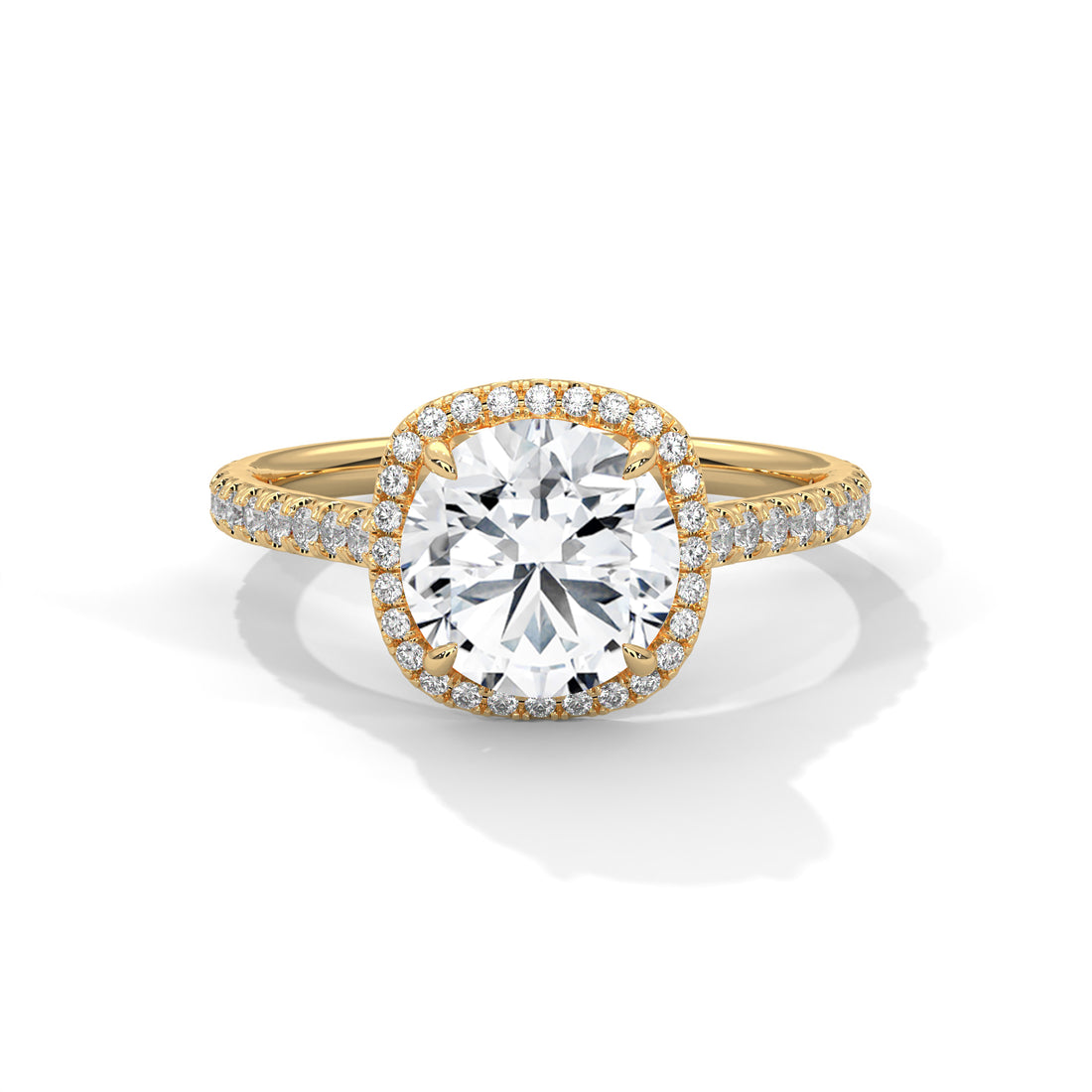 Cushion Halo Solitaire Ring