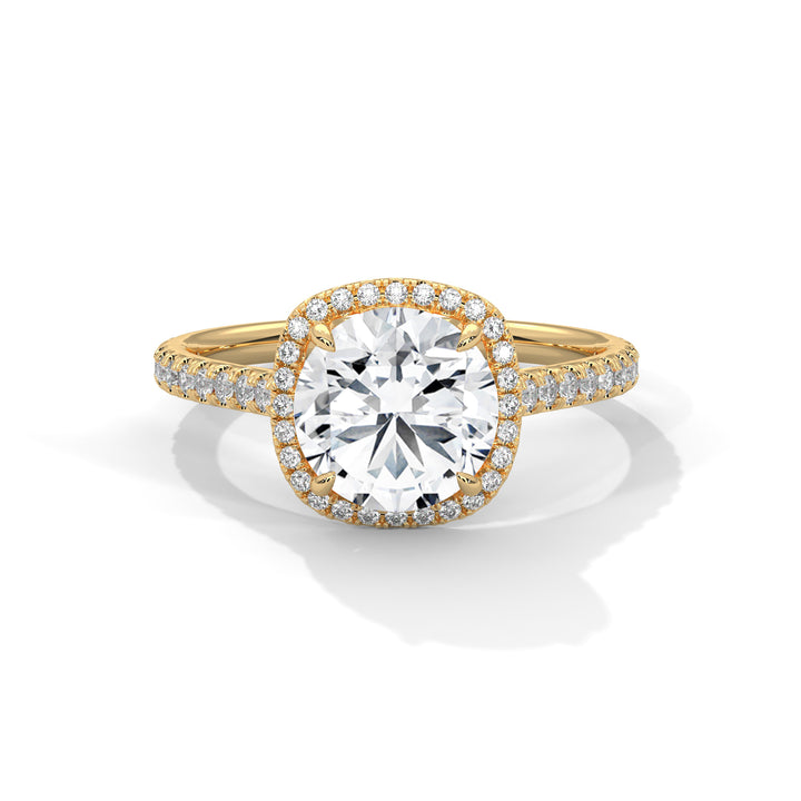 Cushion Halo Solitaire Ring