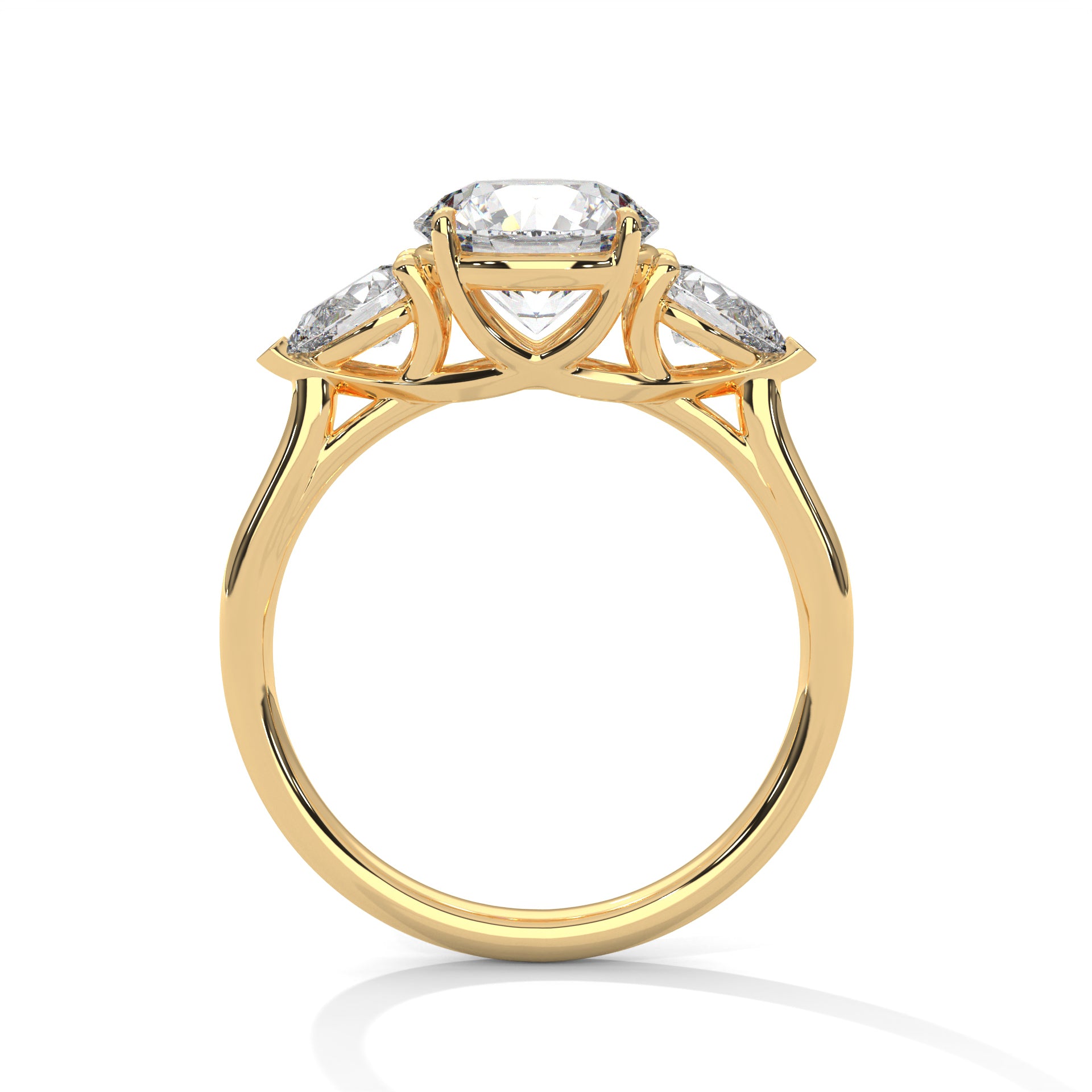 Round and Pear Three Stone Ring