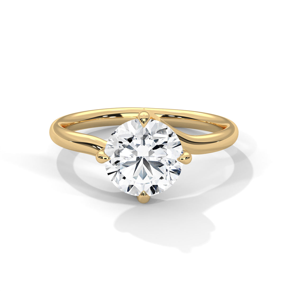 Round Solitaire Bypass Gold Ring