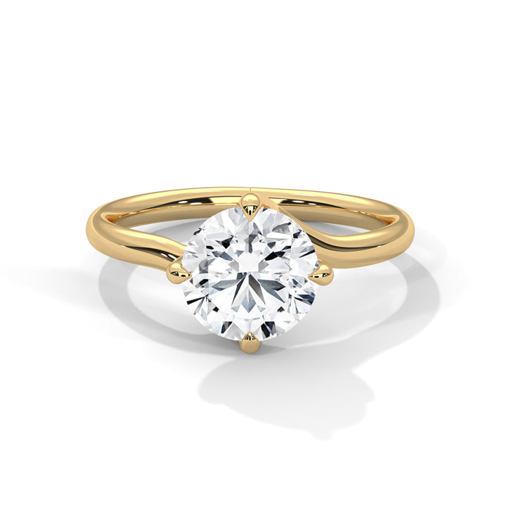 Round Solitaire Bypass Gold Ring