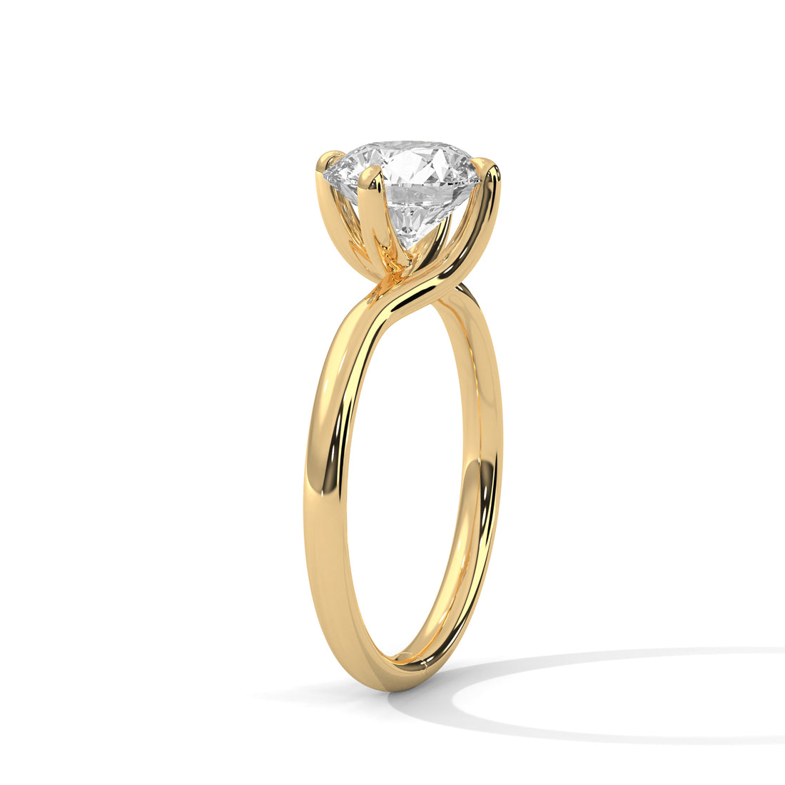 Round Solitaire Bypass Gold Ring