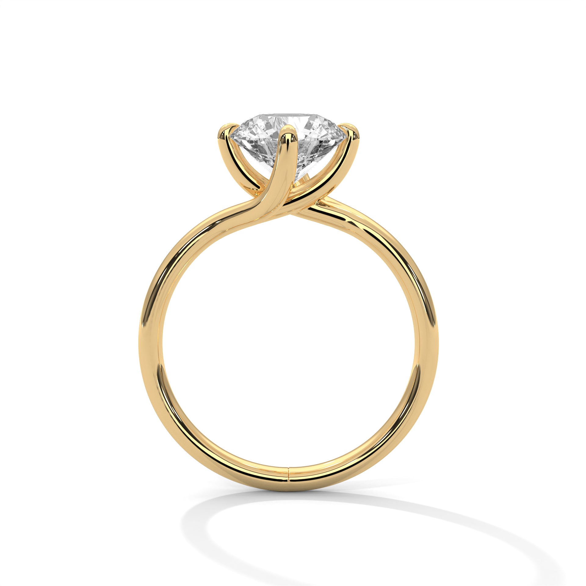 Round Solitaire Bypass Gold Ring