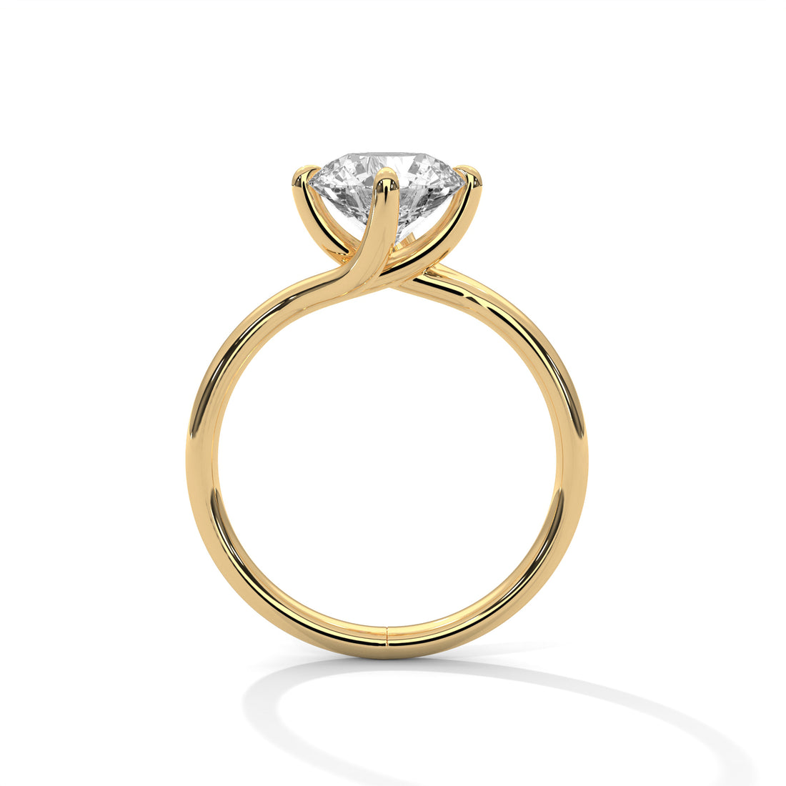 Round Solitaire Bypass Gold Ring