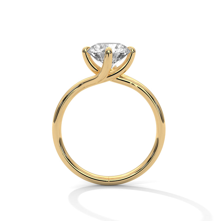 Round Solitaire Bypass Gold Ring