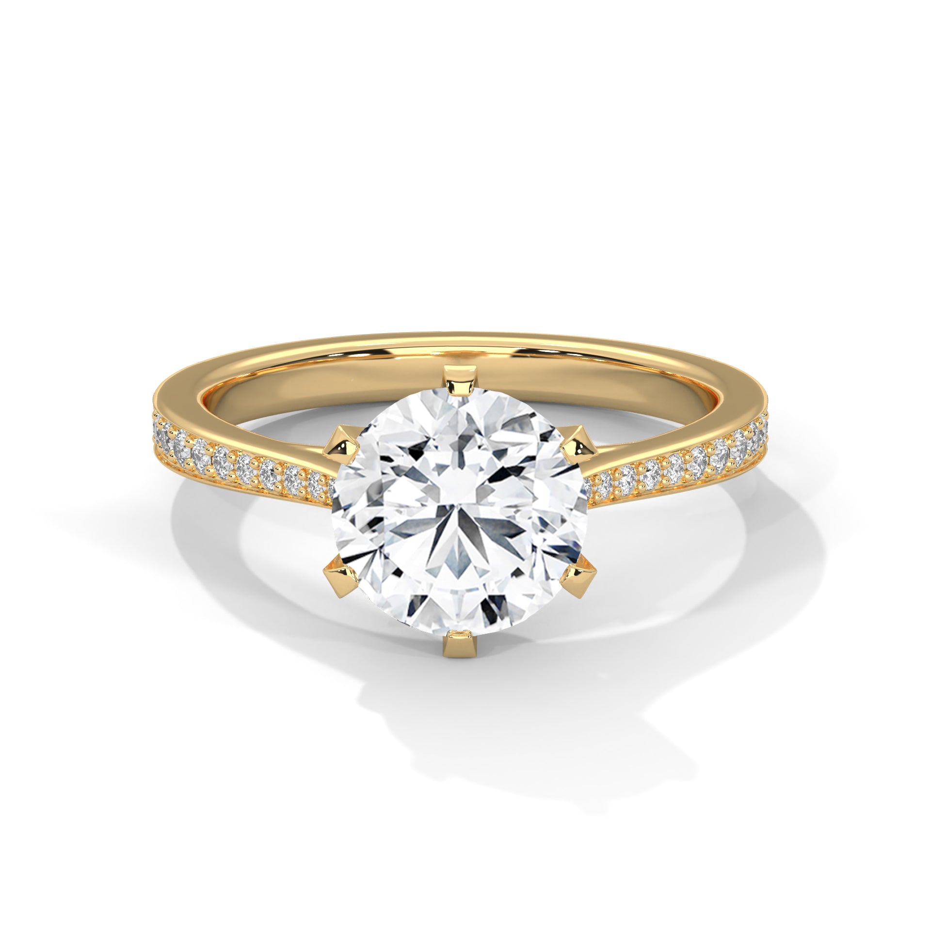 Classic Six-Prong Solitaire Pavé Ring