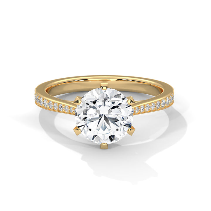 Classic Six-Prong Solitaire Pavé Ring