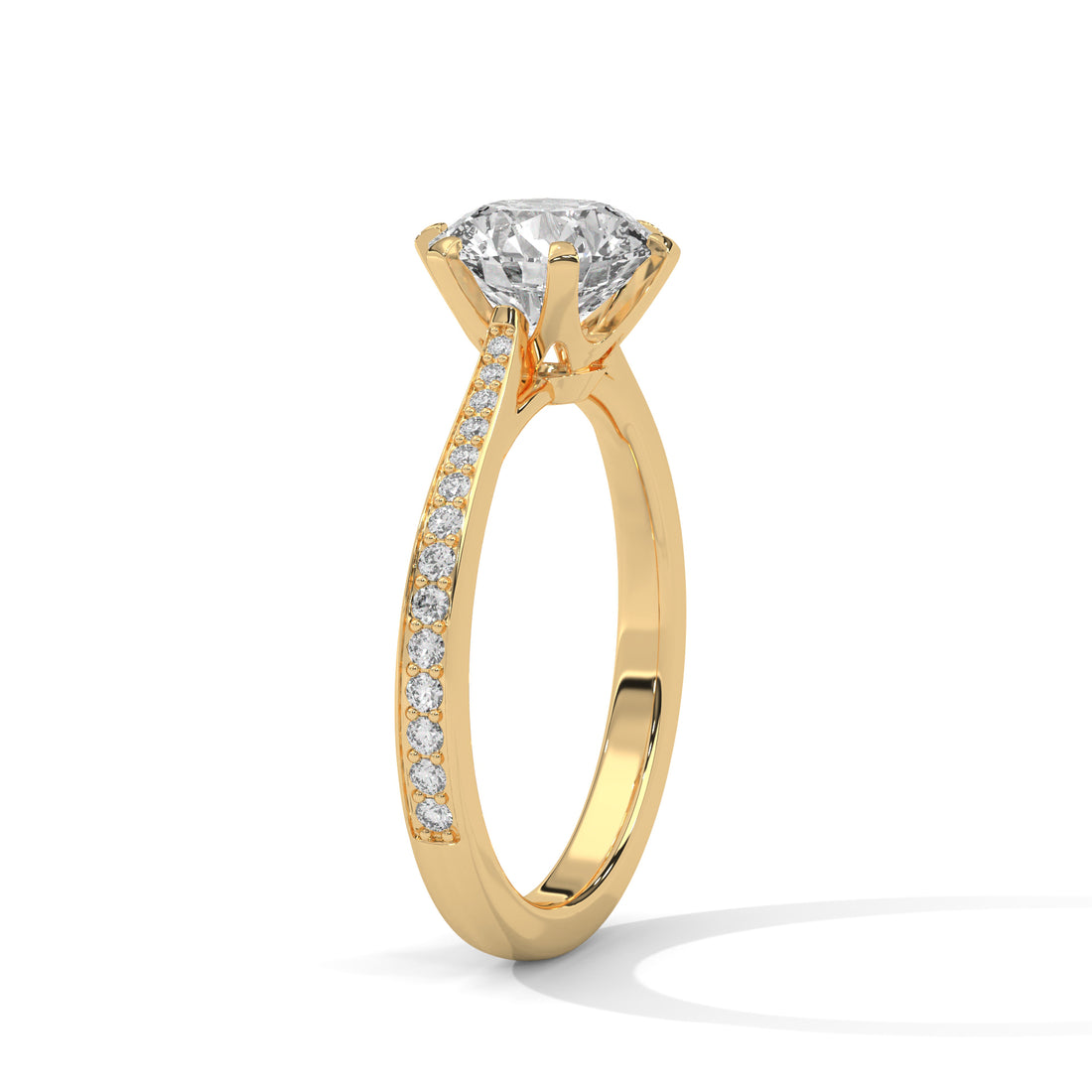Classic Six-Prong Solitaire Pavé Ring