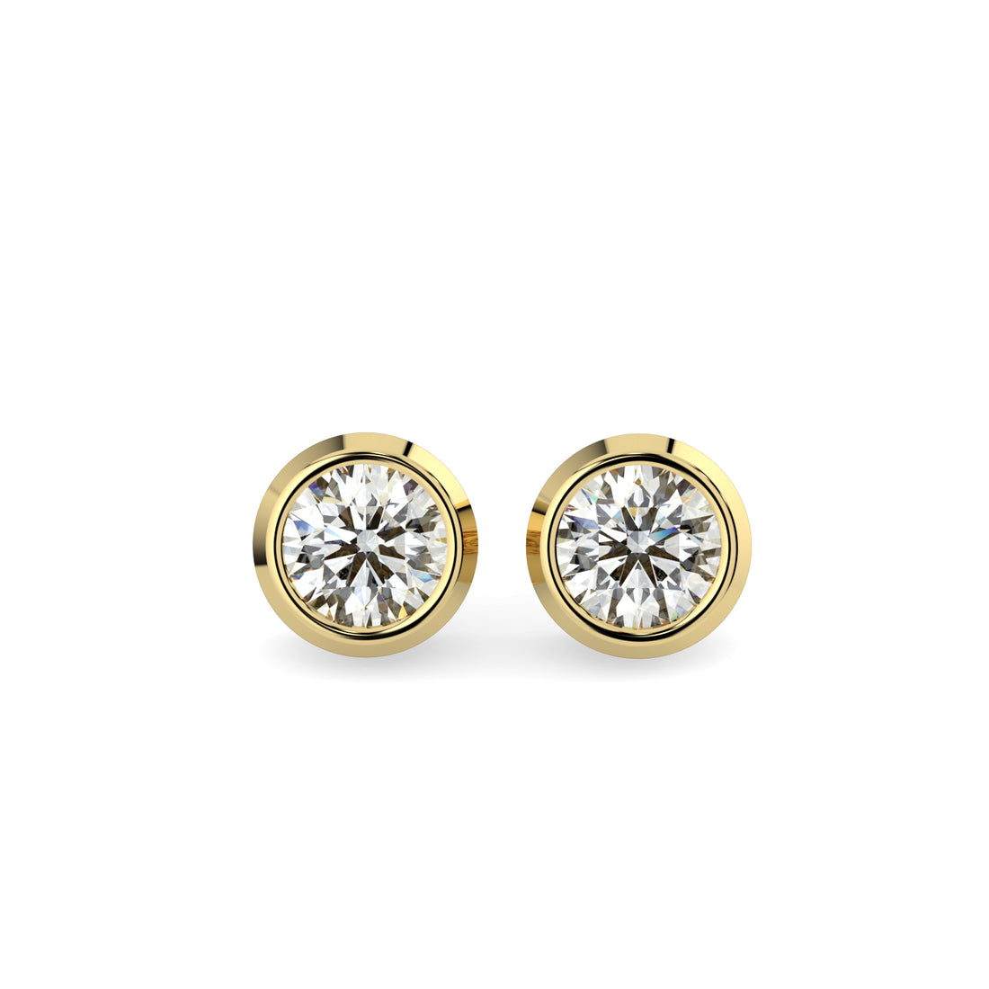 Round Bezel Solitaire Stud Earrings