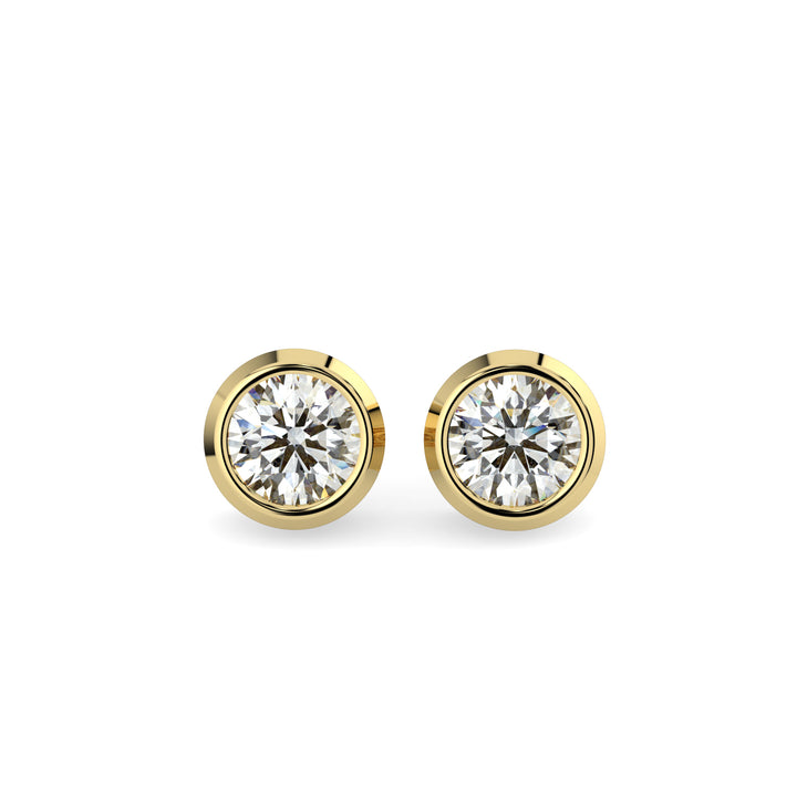 Round Bezel Solitaire Stud Earrings