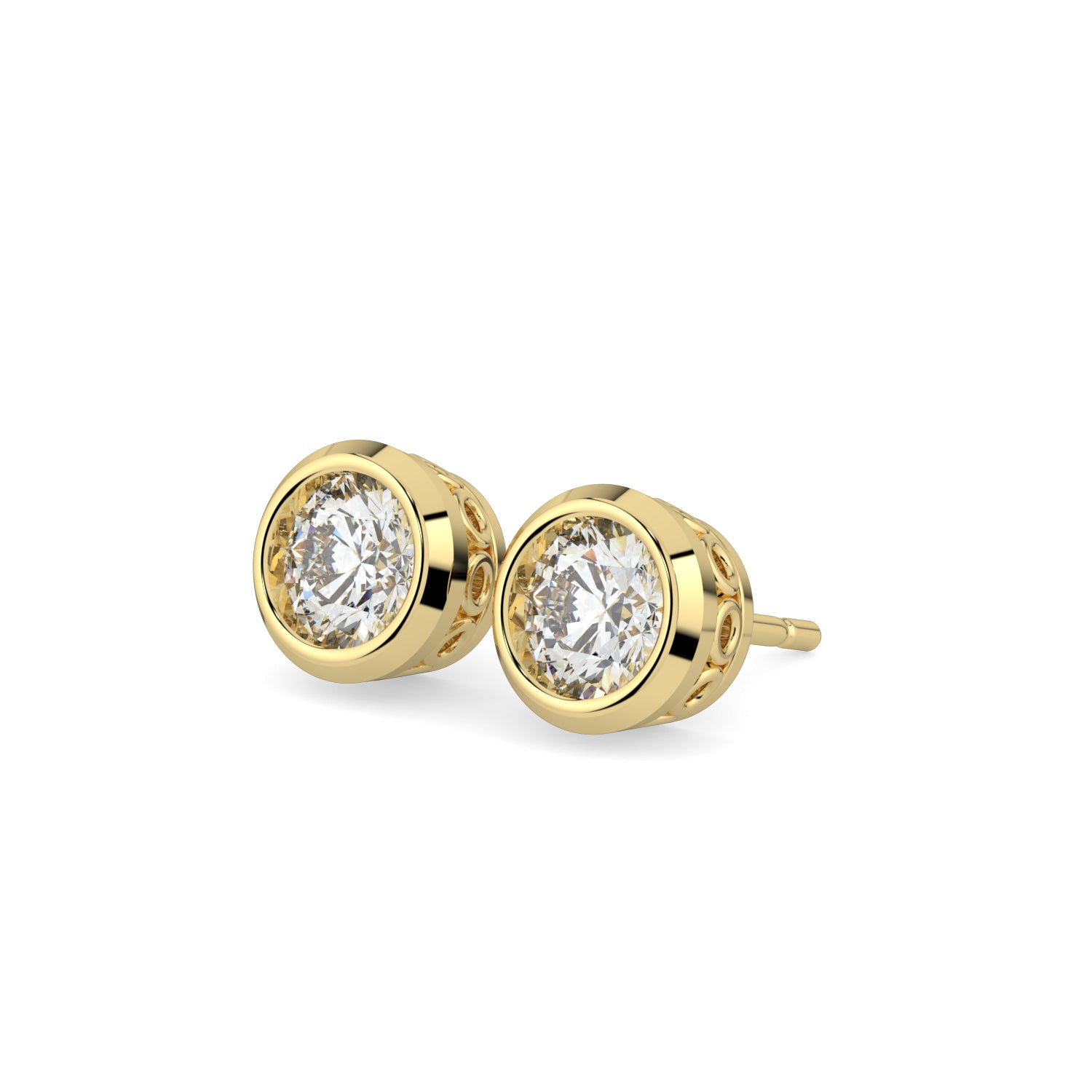 Round Bezel Solitaire Stud Earrings