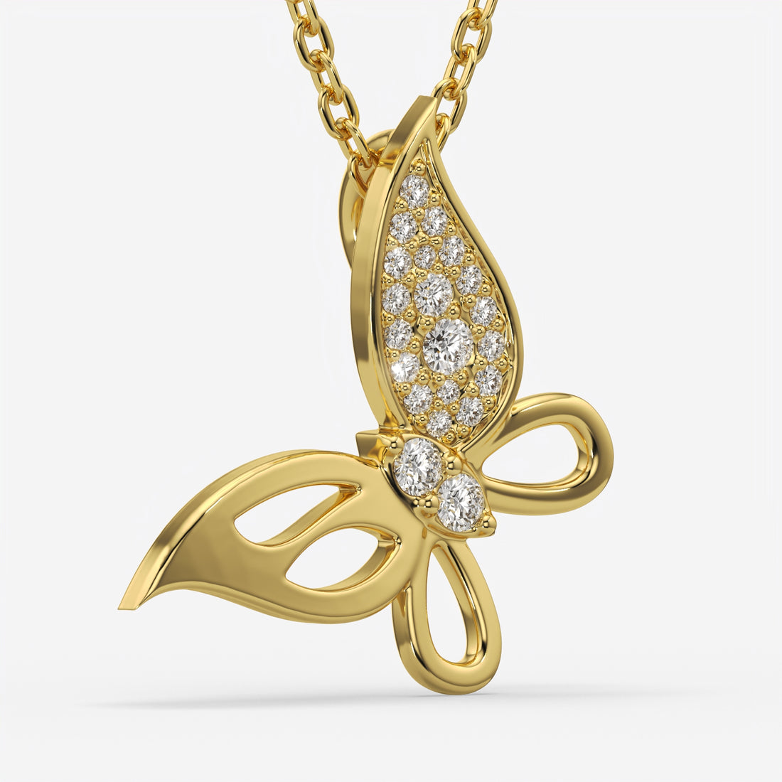 Butterfly Diamond Pendant Necklace