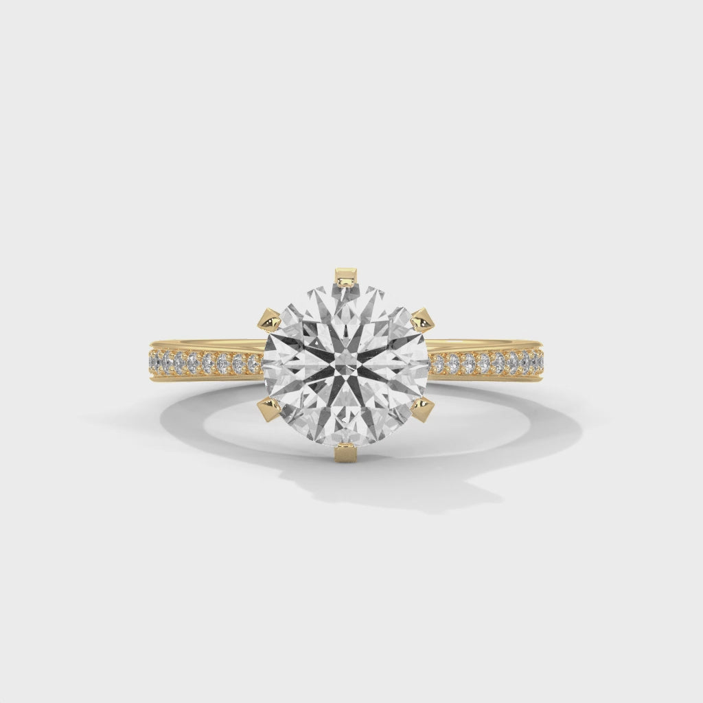 Classic Six-Prong Solitaire Pavé Ring