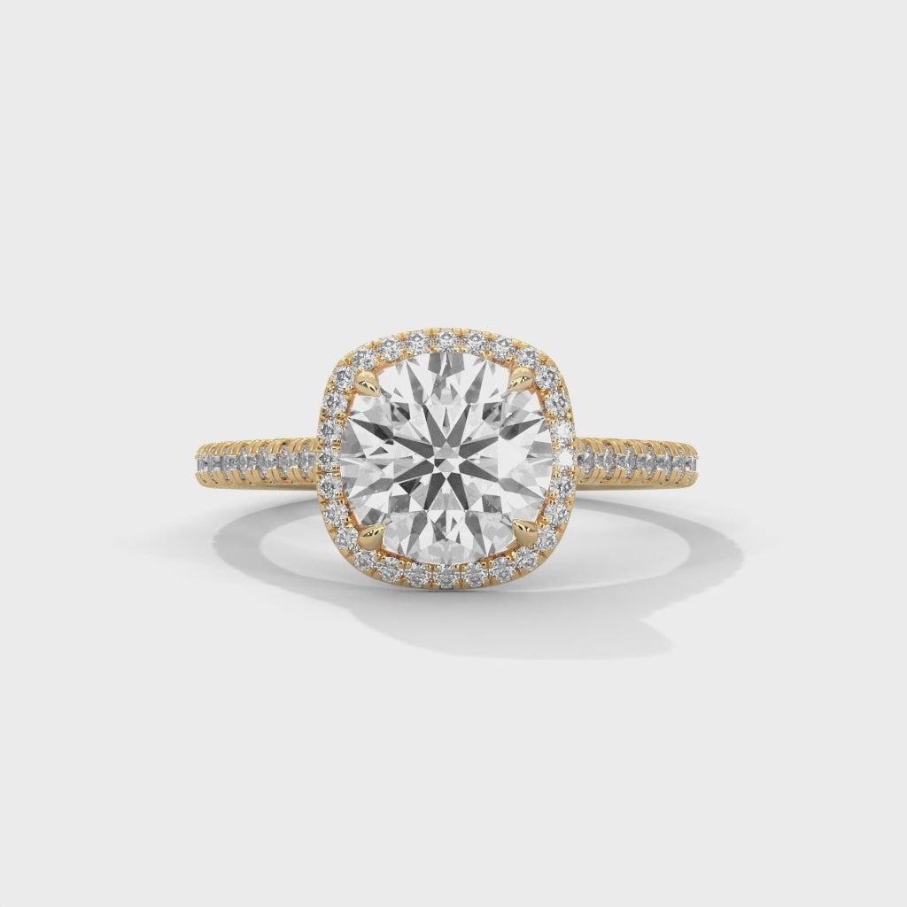 Cushion Halo Solitaire Ring