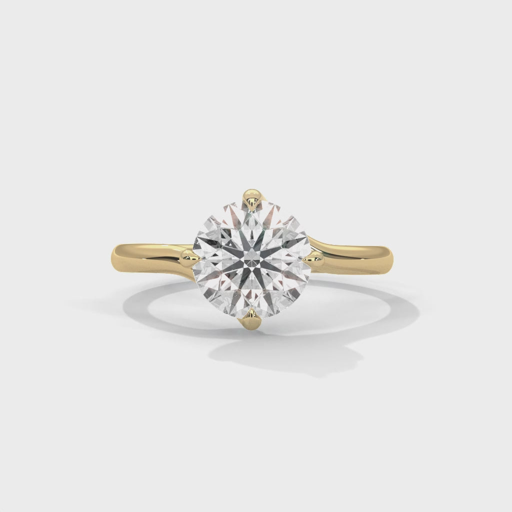 Round Solitaire Bypass Gold Ring